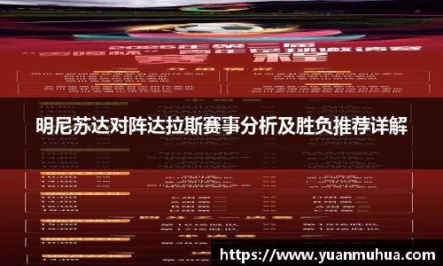 明尼苏达对阵达拉斯赛事分析及胜负推荐详解
